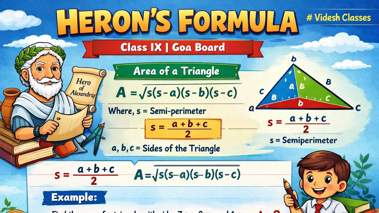 Heron's Formula (Q.3 & 4)| Class 9| Goa Board| Konkani 