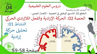 الدرس 19:تحليل حركة إرادية والعناصر التشريحية المتدخلة في حدوثها صفحة 58-59 علوم طبيعية سنة 04 متوسط