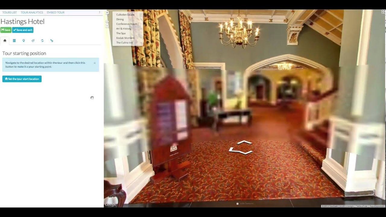 TourDash Tutorial: Tour Starting Position