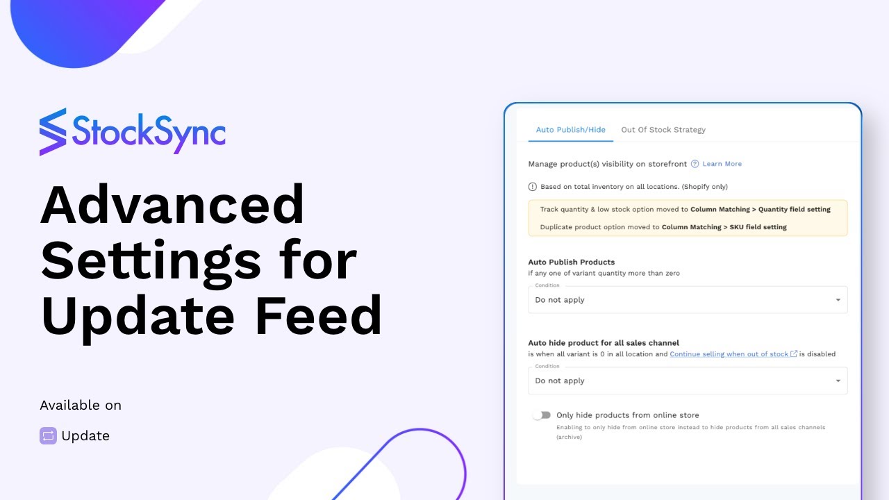 Mastering Advanced Settings: Update Product Feed in Stock Sync ...