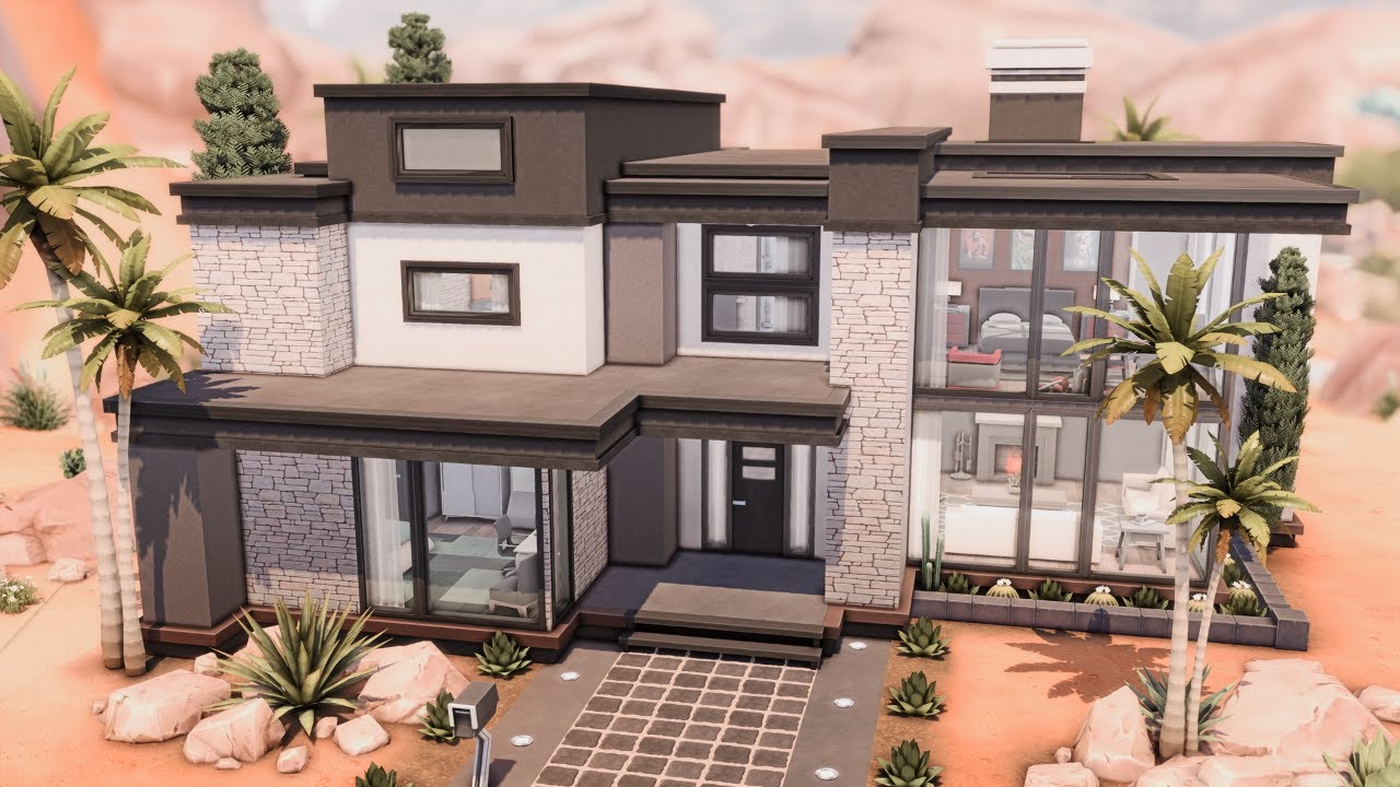 BASE GAME MODERN FAMILY HOUSE 🌵 The Sims 4 Speed Build | No CC - YouTube