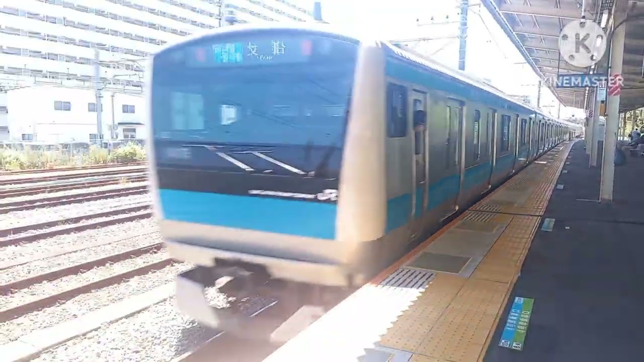 【ホームドア設置前】根岸線本郷台駅で発着シーンを撮影