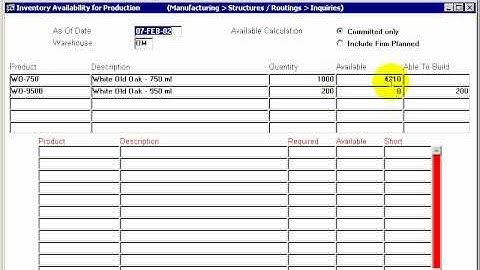 DYNAMIC 3i Free Edition ERP tutorials - inventory availability for production