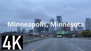 Rainy Drive in Minneapolis, Minnesota 4K Street Tour - Downtown Minneapolis