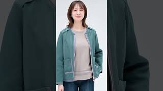 PCD ラメモダンラインのニットドッキングジップアップジャケット
