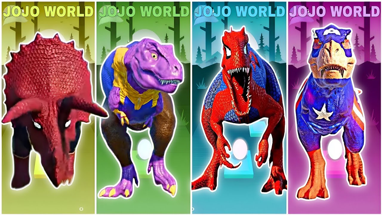 🦖JurassicWorld Triceratops 🆚Dinosaur SuperHero 🆚T Rex Spider Man 🆚T Rex Capten Amerika Coffin Dance