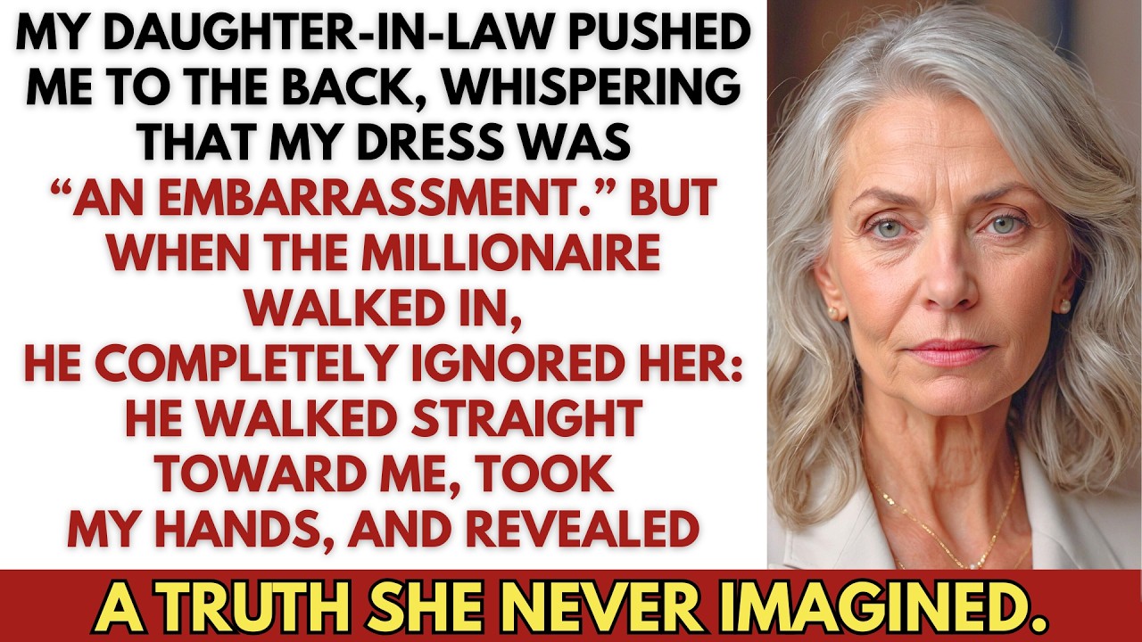 “Stay back,” my daughter-in-law said… until the millionaire ignored her and took my hands.