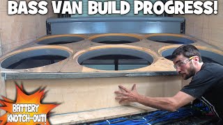 BASS VAN Build Progress w/ Custom REAR WALL for 12 18&quot; Subwoofers! EXOs INSANE Car Audio Box Install