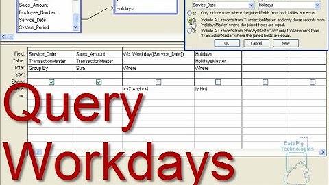 Using the Weekday function to show only Workdays in an Access Query ~ DataPig