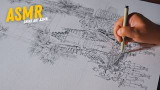 ASMR Drawing | Royal Palace of Luang Prabang | Sakura Pigma Micron (No Talking) | Shine Art 002