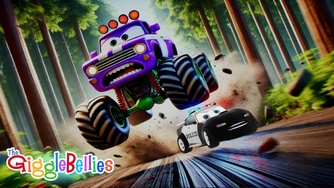 POLICE CAR Catches The BAD MONSTER TRUCK | Nursery Rhymes - GiggleBellies POLICE CAR Catches The BAD MONSTER TRUCK | Nursery Rhymes - GiggleBellies