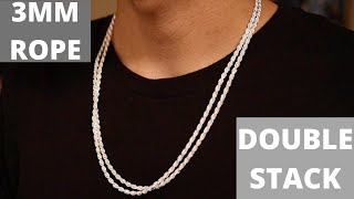 Double Stack Diamond Cut 3mm Rope Chain