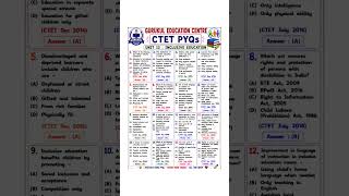 CTET PYQs 📚 Inclusive Education | CWSN, RPWD Act & 10 Years PYQs + Answers ✅#ctet #cdp #shorts