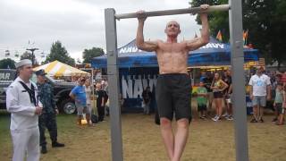 Doug Holmberg, World&#39;s Strongest 64 yr old, 22 Perfect Pullups, 2nd of 3sets, last day MN State Fair