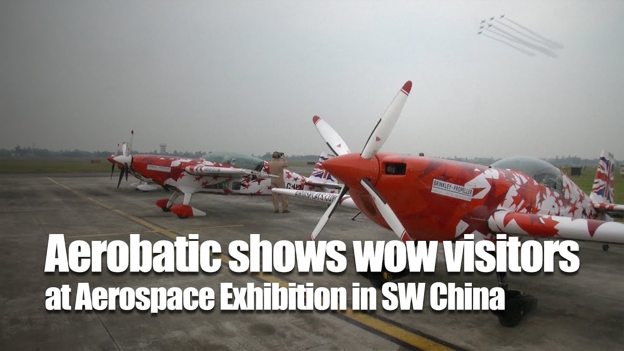 newspaper mockup Aerobatic shows wow visitors at Aerospace Exhibition in SW China
