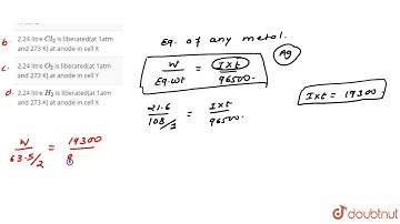 Three electrolytic cells X,Y,Z containing solution of NaCl, `AgNO_3` and `CuSO_4` respectively