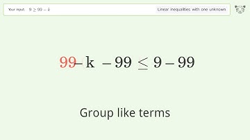 Solving Linear Inequalities: 9 is Greater Than or Equal to 99-k