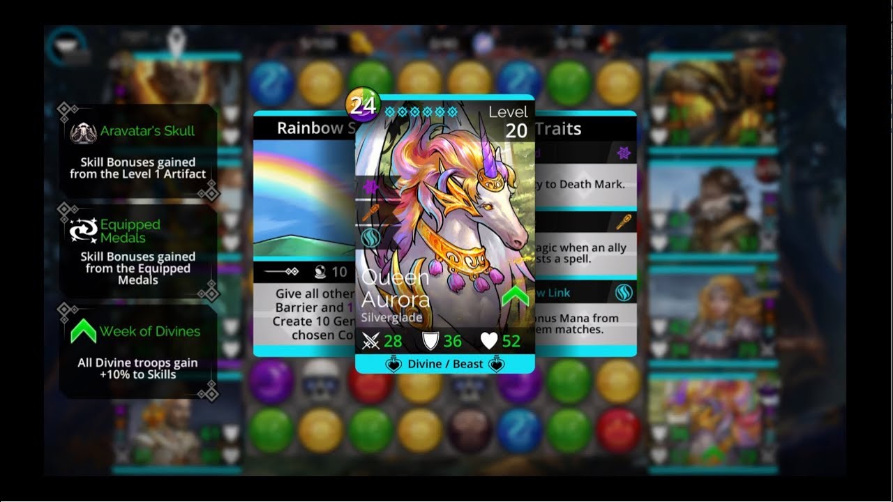 Gems of War Queen Aurora Divine Beast from Silverglade Kingdom YouTube