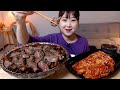 소고기 듬뿍 올린 짜장밥 배추김치 먹방 Korean Jjajang-Bap Beef steak (Black bean Rice) Kimchi Mukbang Eating sound