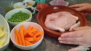 طاجين مغربي لذيذ بالدجاج و الخضر 😋🌷