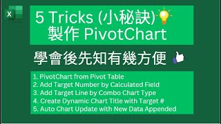 Excel Tips: 5 Tricks (小秘訣) 製作 Pivot Chart, 學會後先知有幾方便 👍