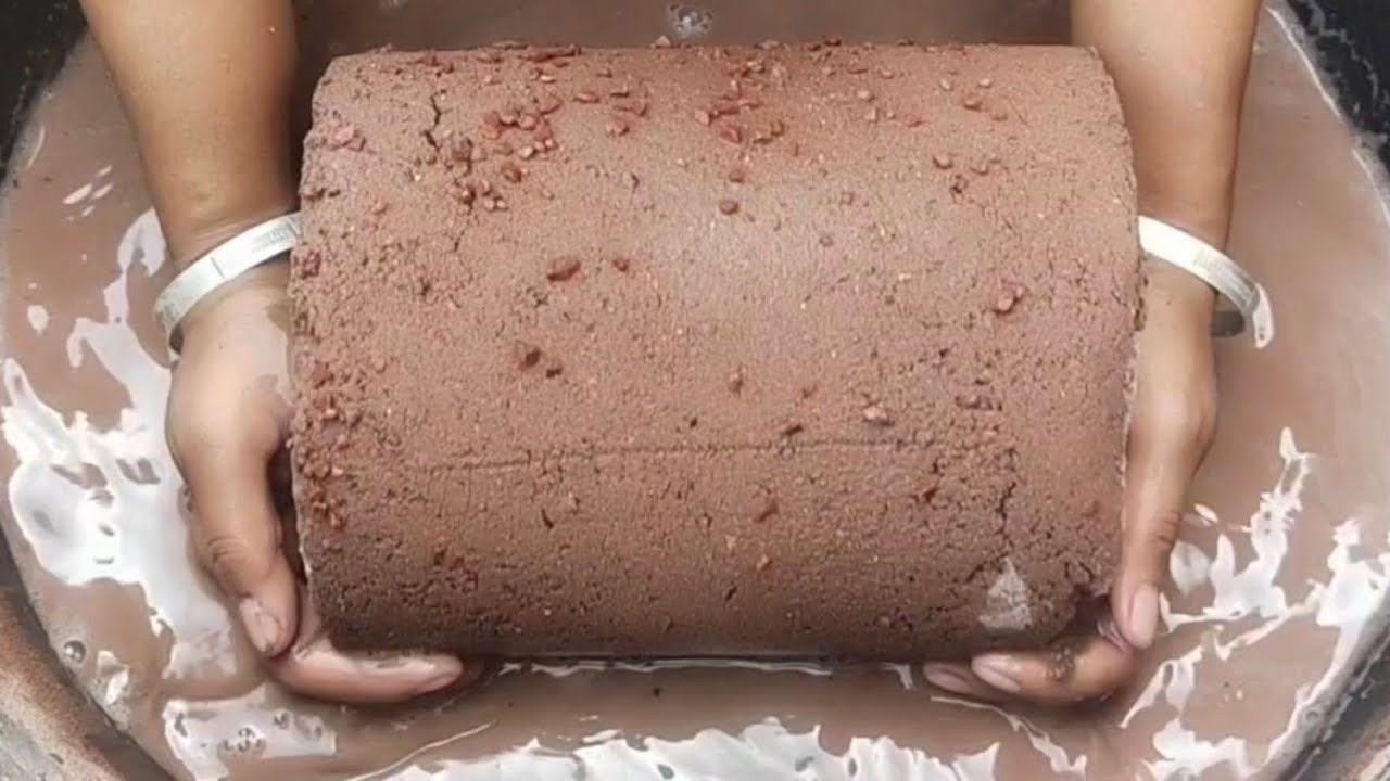 Dusty red sand cement water 💦crumbling/dipping satisfying video