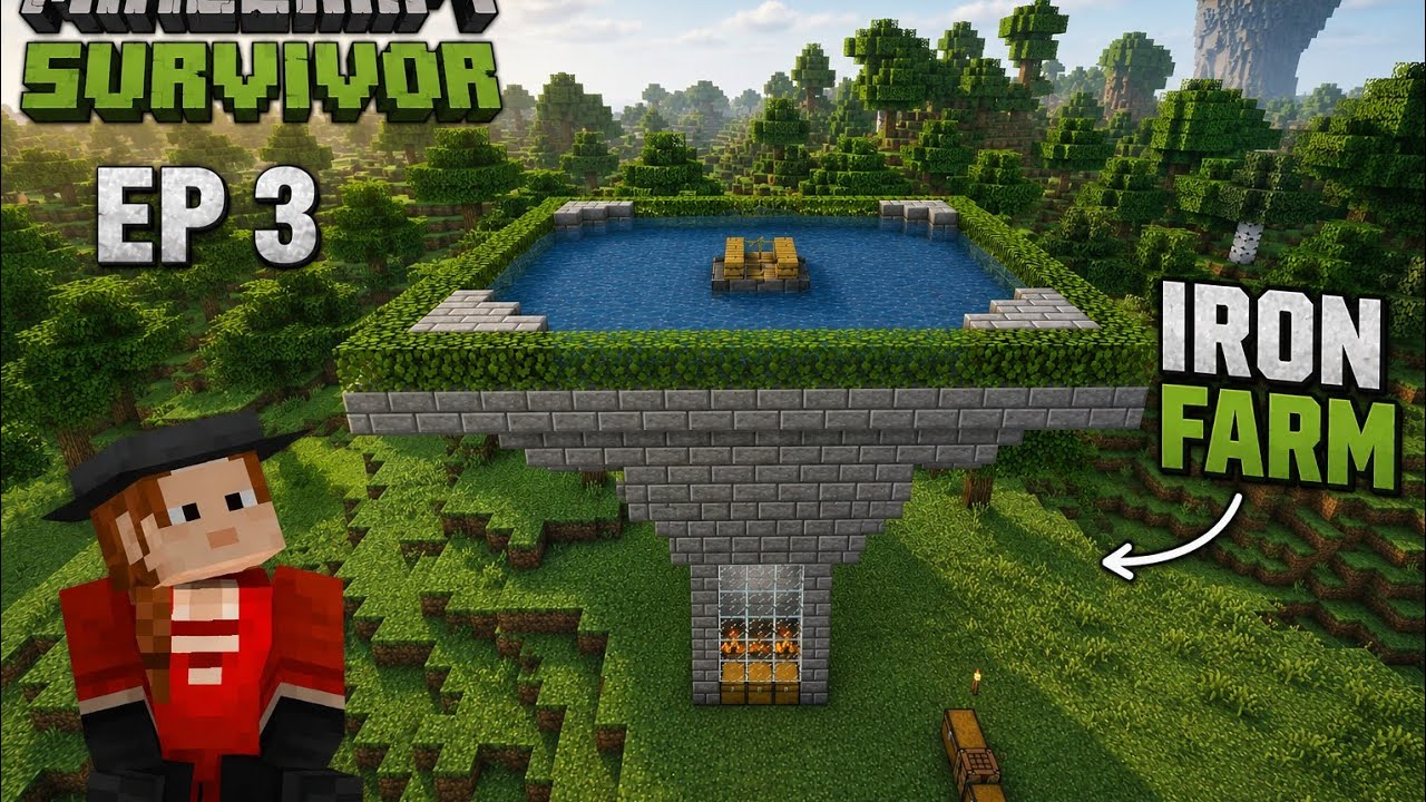 🔥 Minecraft Survival Series #3 – Automatic Iron Farm Banayi!