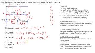 Solving Circuits Using Kirchoff's Laws and Ohm's Law - Example 2 Medium Complexity Circuit