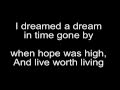 Susan boyle-I Dreamed a Dream Lyrics