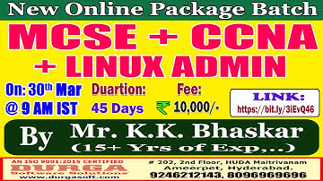 MCSE + CCNA + LINUX ADMIN Online Training @ DURGASOFT