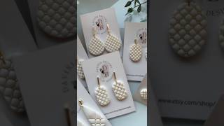 Criss Cross Beaded Polymer Clay Earrings