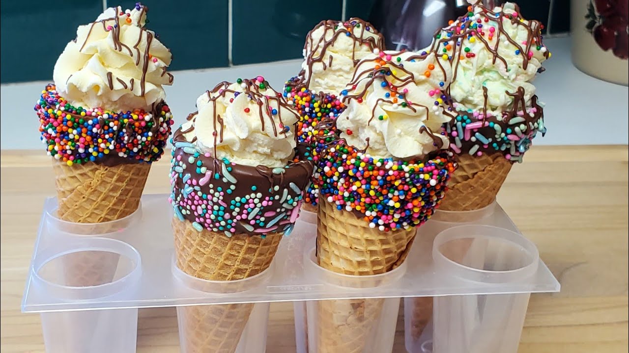 Conos de Helado rellenos de Crema