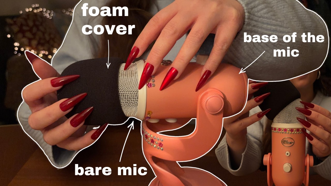 ASMR Bare & Foam Mic Scratching ｡˚ Horizontal Mic ｡˚ Base of the Mic ~ no talking