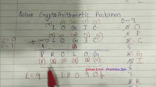 Cryptarithmetic problem in Artificial Intelligence LOGIC + LOGIC = PROLOG solution | Pratiksha Jain screenshot 3