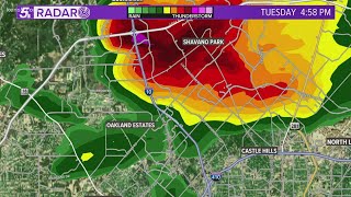 A hailstorm moves through north San Antonio Tuesday evening