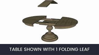 Global Round Extending Dining Table with Self Storing Leaf