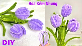 DIY | Hoa Kẽm Nhung | Cách Làm Hoa Tulip Bằng Kẽm Nhung | Evig Trang Handmade