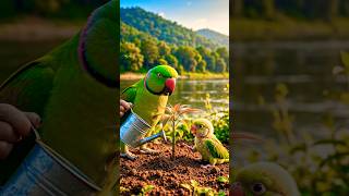 Big green parrot plants a mango tree but storm... ⛈️ #shorts