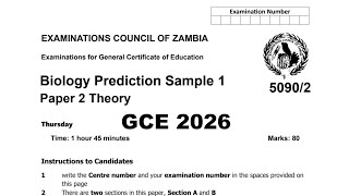 2026 BIOLOGY PAPER 2 PREDICTED QUESTIONS  || PART 1 || To purchase the full paper 0960746873