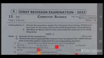 CLASS-11 COMPUTER SCIENCE FIRST REVISION EXAM QUESTION PAPER AND ANSWER KEY 2021-2022