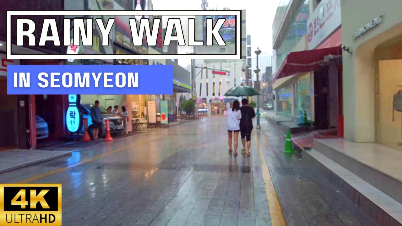 [4K] Busan Walking Tour - Rainy Walk in Seomyeon