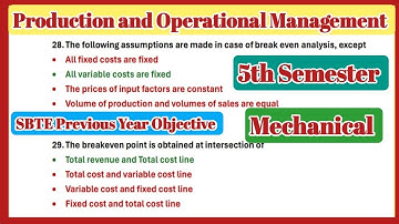 !! POM !! Production and Operational Management !5th Semester!! Mechanical! Previous Year Question