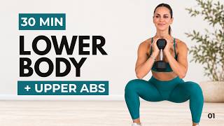 30 MIN LOWER BODY + UPPER ABS | No Repeat | Dumbbell Workout | MOVE Day 1