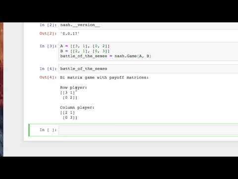 01 Representing games using Nashpy