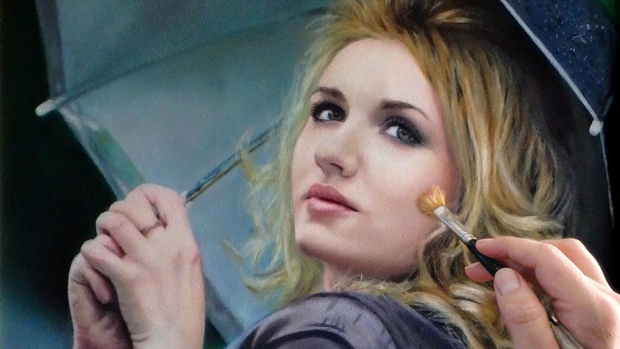 blonde hair girl painting
