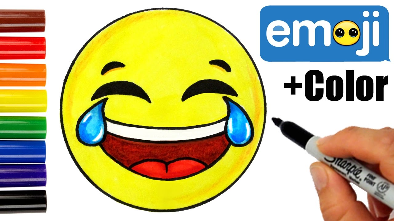 How to Draw Laughing Tears of Joy Emoji Easy - YouTube