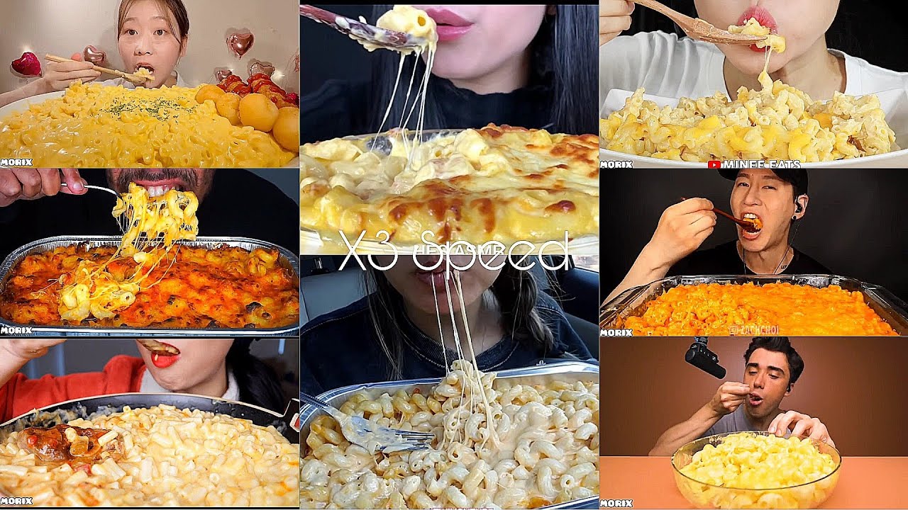 Asmr ULTRA CHEESY MAC N CHEESE|ASMR X3 Speed|No Talking |Crunchy Mukbang| Only Bites| Compilation 