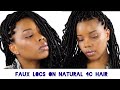 How To Faux Locs Crochet On Short Natural 4c Hair | No Cornrows | Fast &amp; Easy