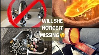 Melting Bathroom Fixtures￼ - ASMR Metal Melting at Home - Brass Casting - BigStackD Casting