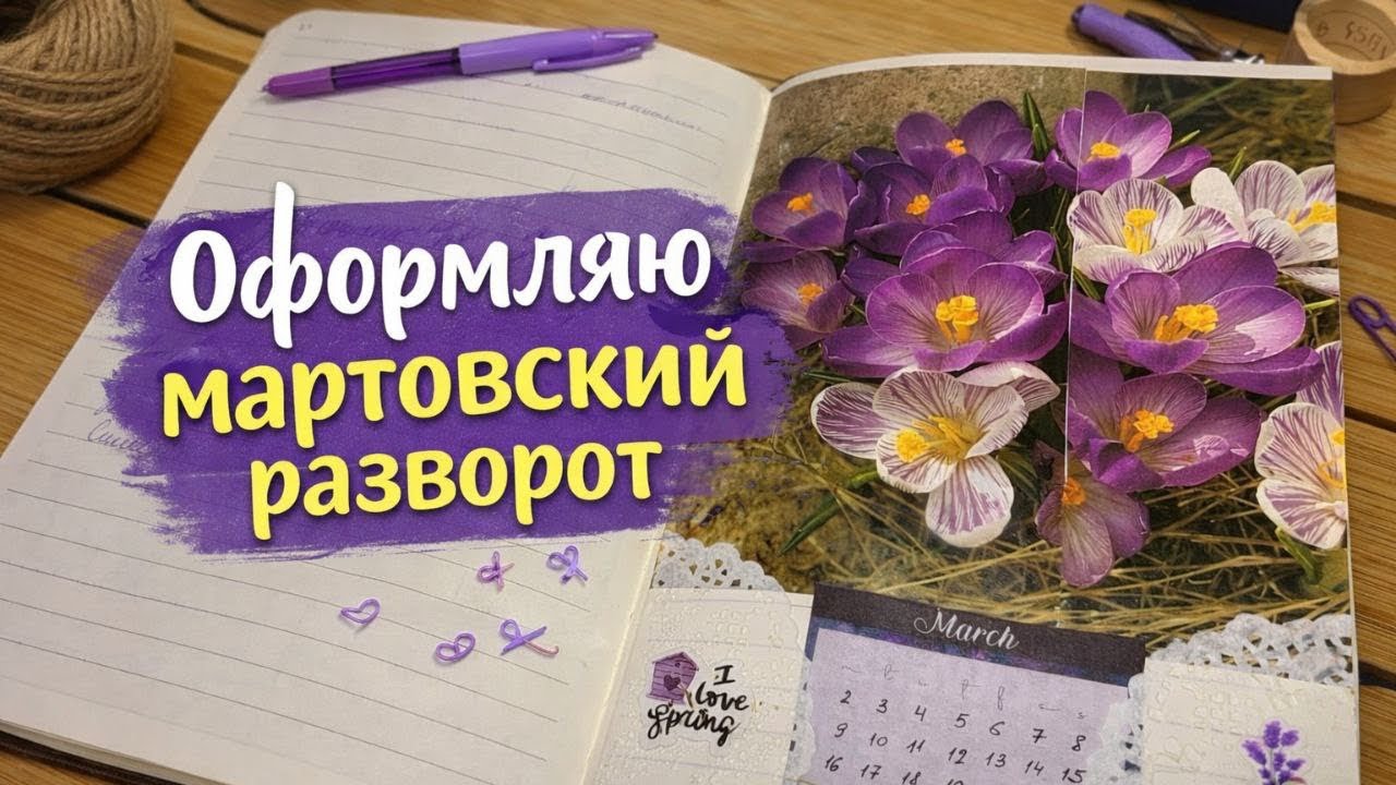 Оформление разворота дневника на март месяц